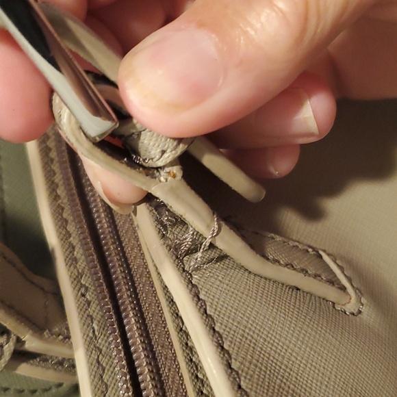 Tory Burch Saffiano Taupe Leather Tote Bag (#17) - Picture 8 of 15